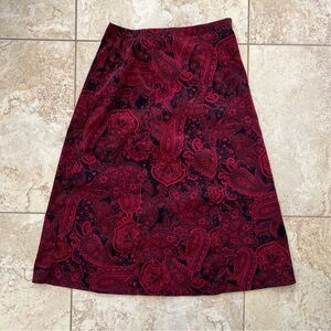 A-line Paisley Red Midi Skirt western coastal cowgirl